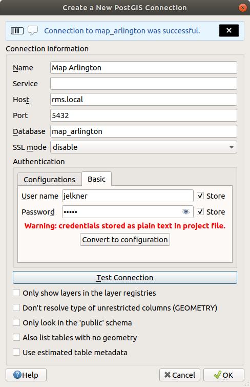 Map Arlington database in QGIS