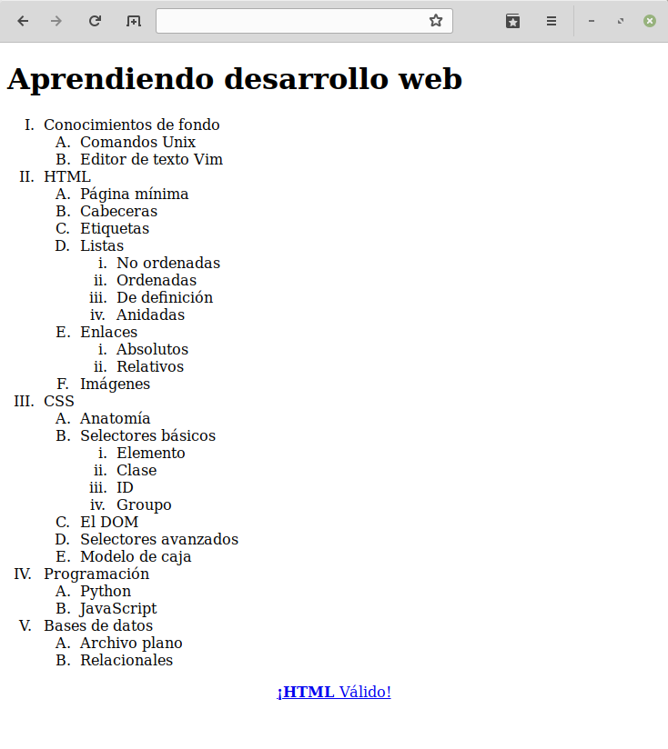 Foto de pantalla Aprendiendo desarrollo web