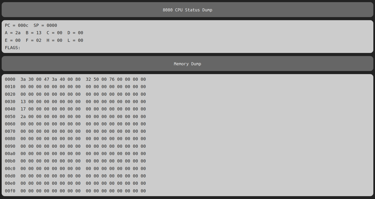 Finished adding two numbers machine state
