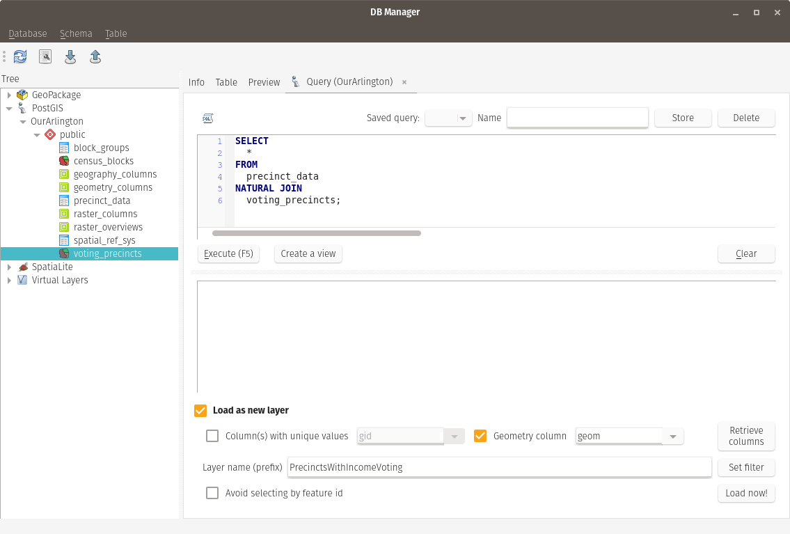 QGIS DB Manager